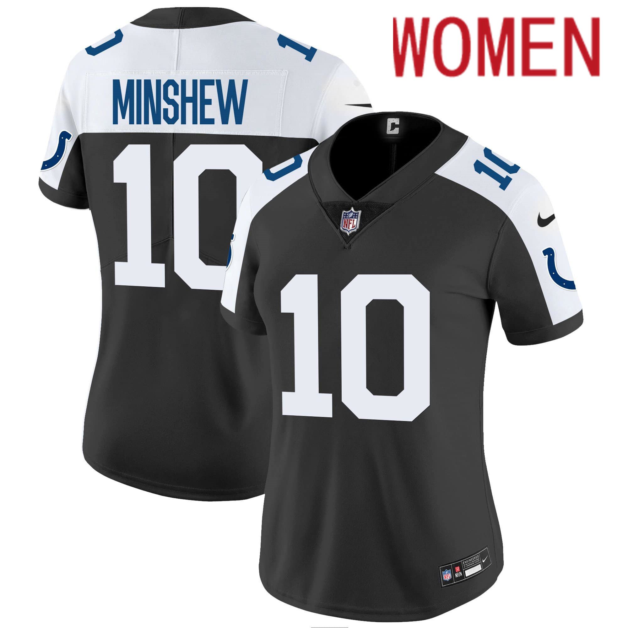 Women Indianapolis Colts #10 Minshew Black 2024 Nike Vapor Limited NFL Jersey